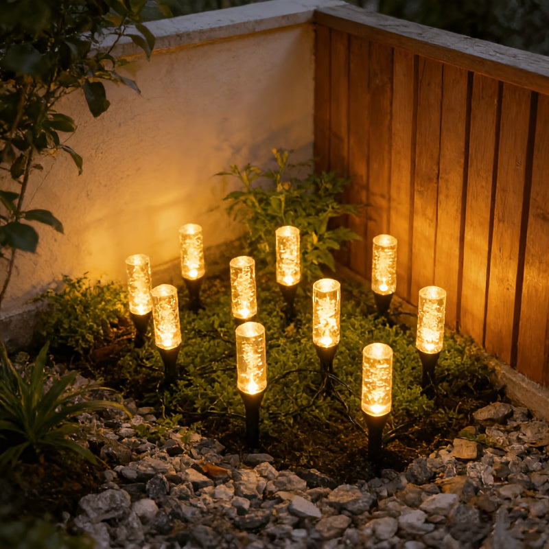 18-Piece Outdoor Solar Light, Colorful LED Ice Silk Garden Ground Insert Light, IP54 Waterproof Rating, Warm Light Landscape Lighting, Suitable for Courtyard, Lawn, Patio, Walkway, Fence and Party Decoration (Warm Light / White Light / RGB)