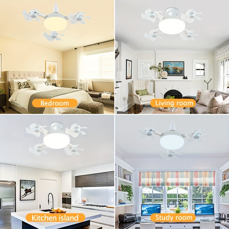 Drone Shaped Ceiling Fan with Light, LED Bulb with Remote Control, Dimmable Brightness, 3 Speed Levels, E26 Lamp Base, Quiet Operation, Lightweight & Easy Installation