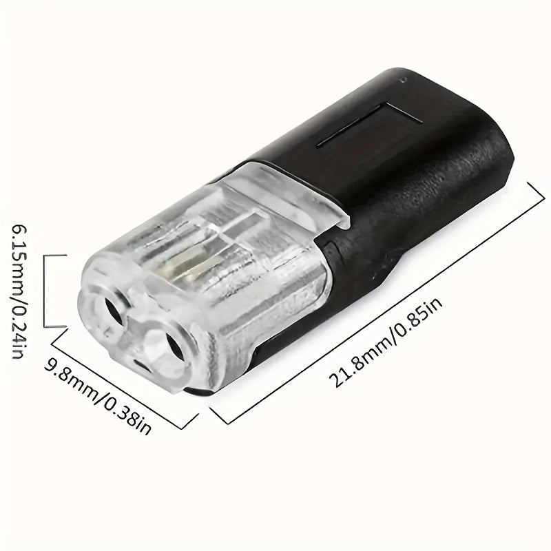 Quick Connect Wire Connectors, 2 Pin Low Voltage Solderless Double Terminals, for 20-22 AWG Wire, Copper Contacts with Clear Insulation - Perfect for Automotive & Electrical Projects, Wire Connectors