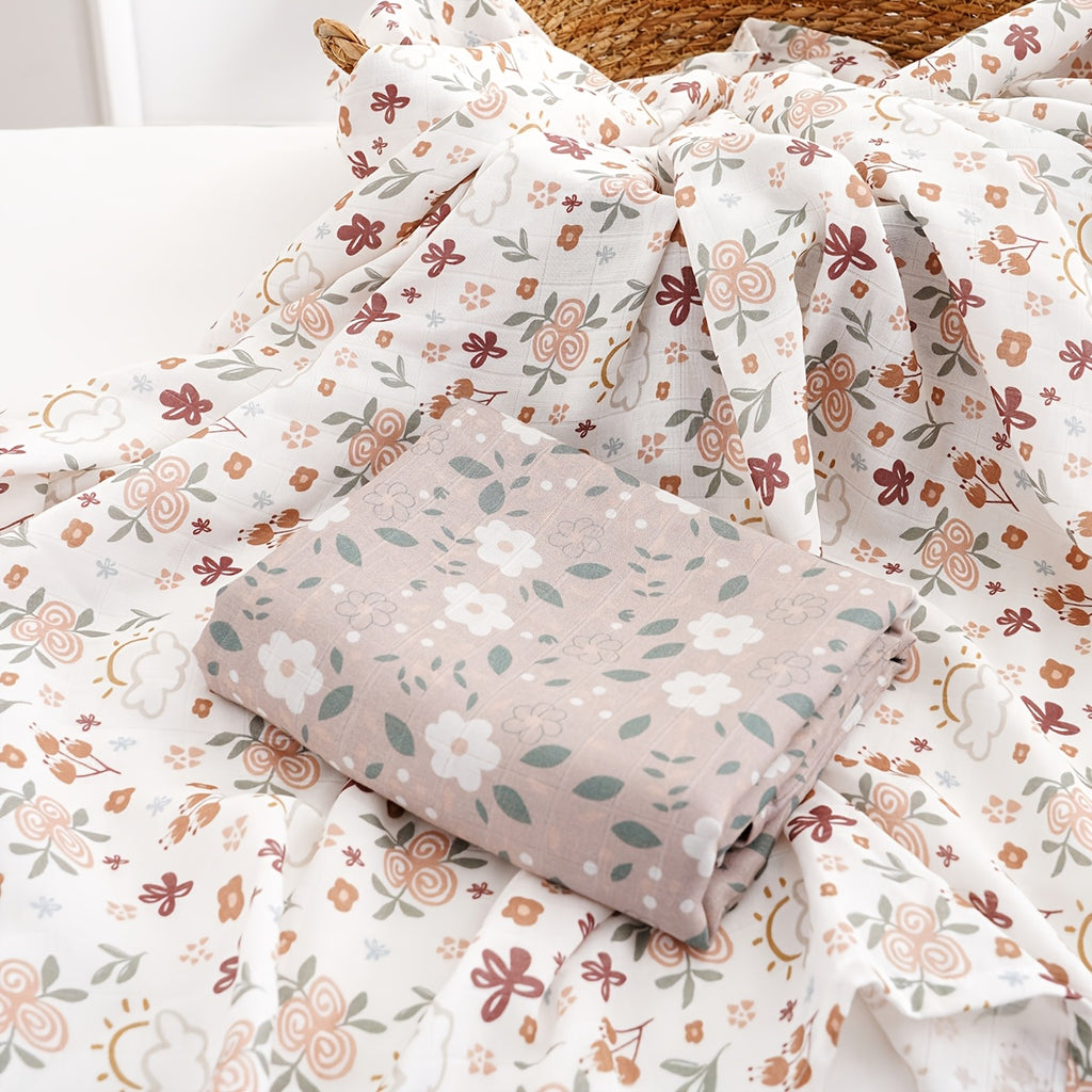 2件套 Muslin 包巾，柔软新生儿接触布，适合男孩和女孩，幼儿婴儿包巾，必备婴儿房用品，新年和情人节礼物的理想选择