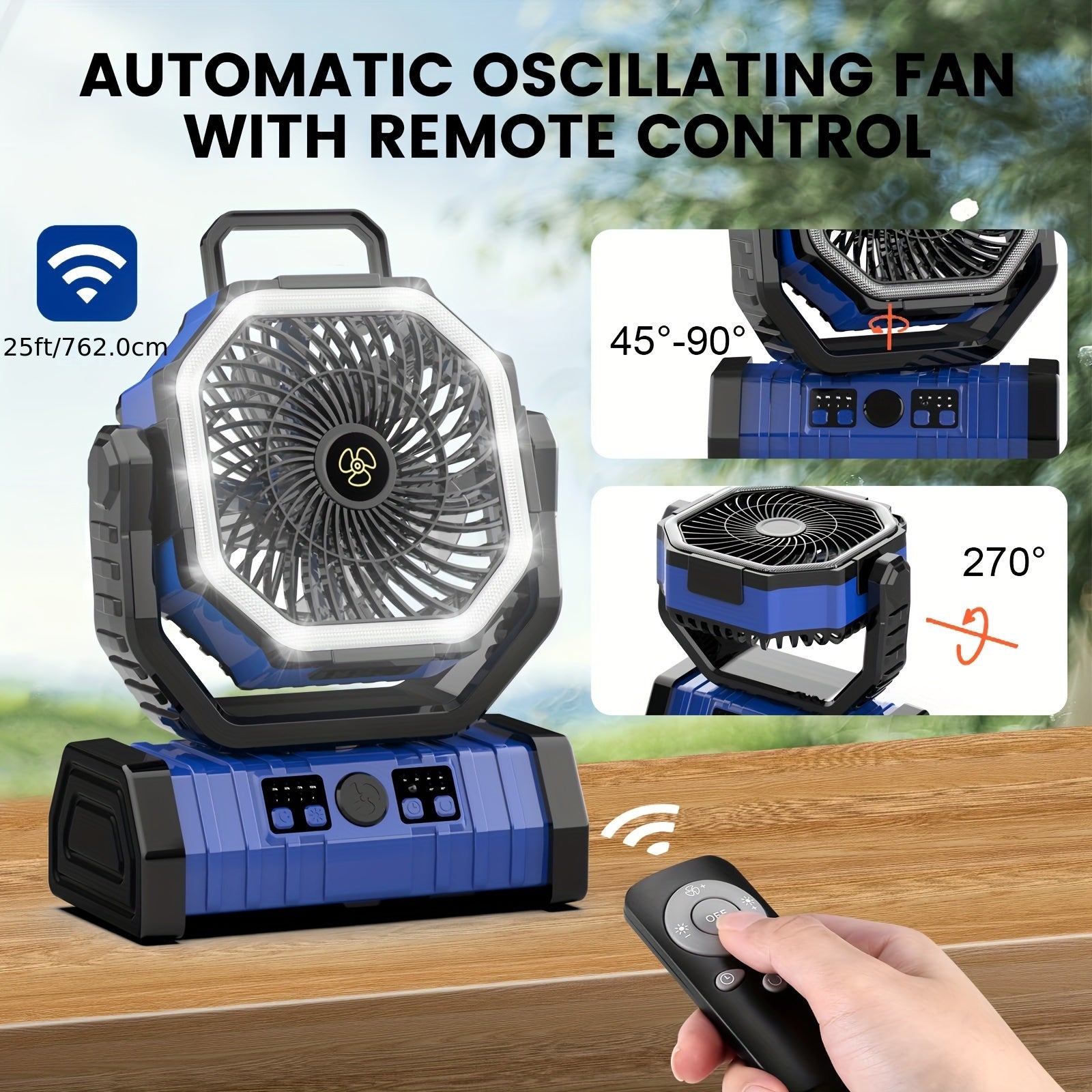 New Outdoor Camping Fan with LED Light, Night Fishing USB Hanging Camp Fan, Remote Control Tent Ceiling Fan Light, High Power Portable Ultra-Long Battery Life Outdoor Camp Light