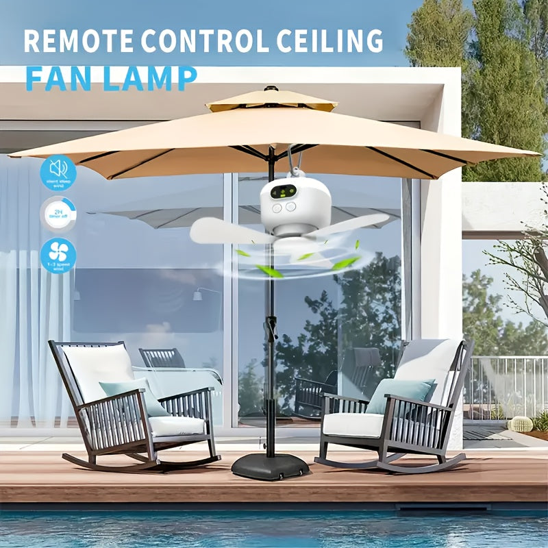 Ceiling Fan with Light and Remote Control, Silent 3-Blade LED Low Profile Ceiling Fan, Built-in Long Lasting Battery, Suitable for Bedroom, Garage, Kitchen, Living Room and Patio