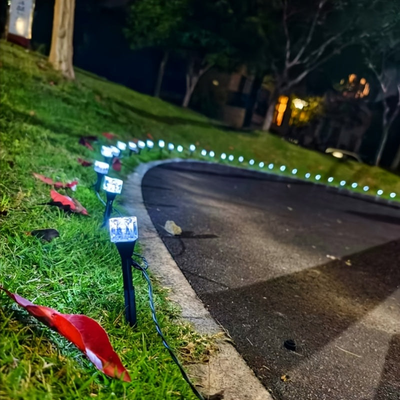 New / 8 Modes - High Brightness Solar Ice Cube Courtyard Decorative Light, Outdoor Glowing LED Light, Solar Outdoor Light, Ice Brick Light, IP44 Rated, Landscape Street Light, Lawn Ground Insert Light, 8 Modes, Festival Light, Garden Light