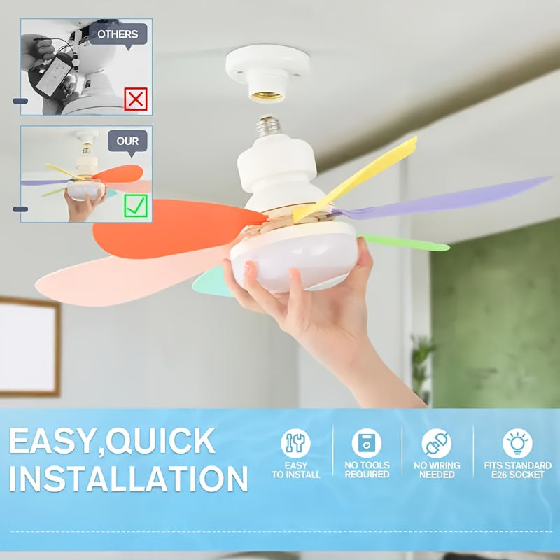 White LED Ceiling Fan Light with 3 Adjustable Speeds and Remote Control, 16.5 Inch / 20.5 Inch Fan Lighting Fixture, 30W / 40W Dimmable Color Changing Fan Light, Hardwired, 100V-240V Working Voltage, Color and Wood Grain Optional