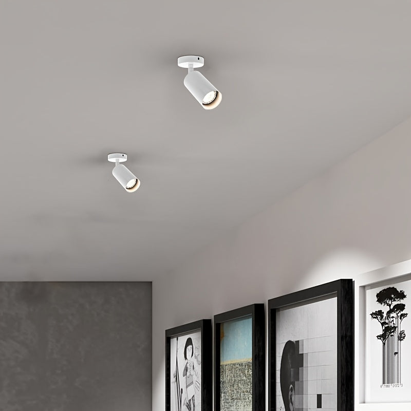GU10 Base Modern Spotlight, Black/White, 350° Rotatable Ceiling Downlight, Indoor Focus Lighting Fixture for Clothing Store Showroom Kitchen Hotel Art Display, Bulb Not Included