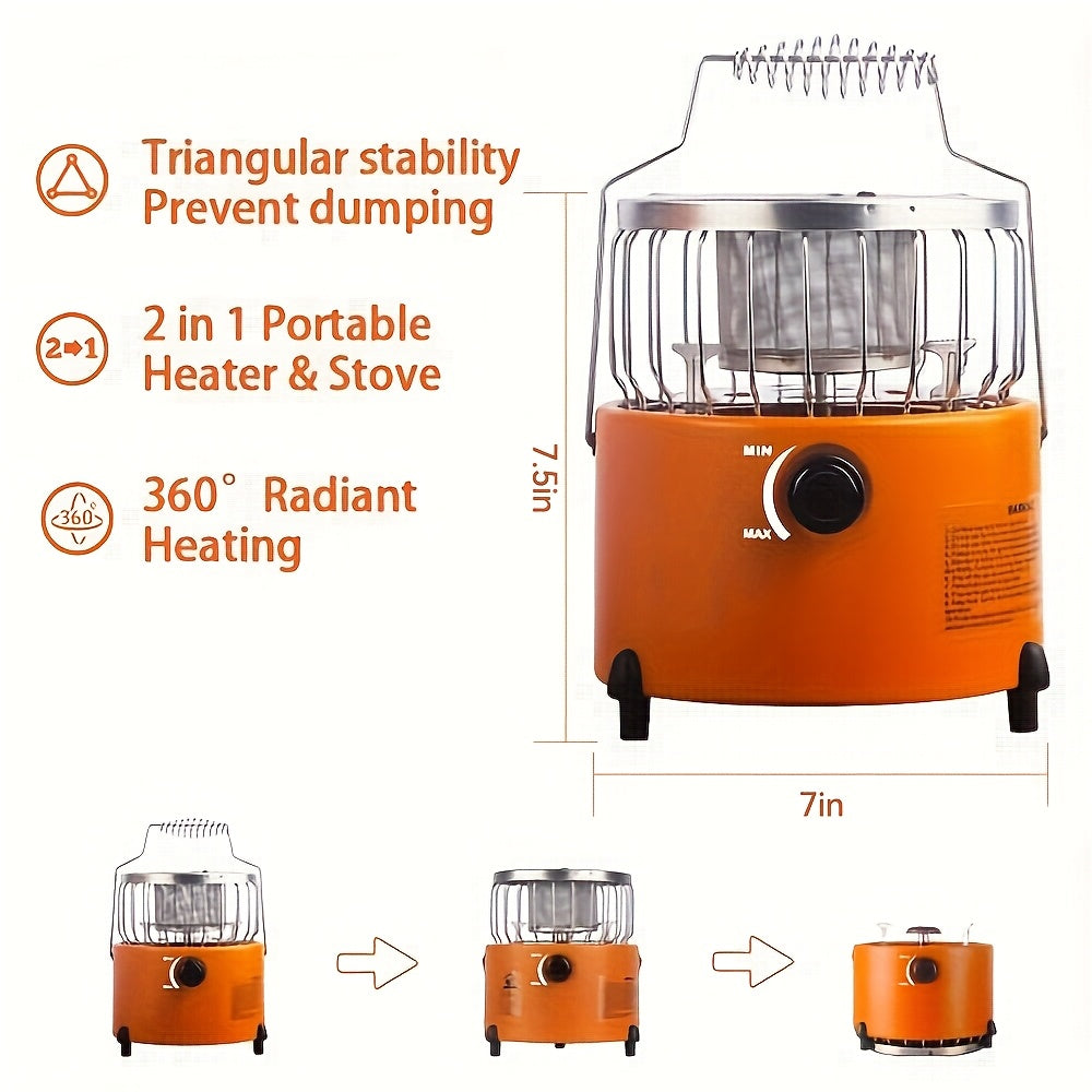 Portable Propane Heater Stove - 9,000 BTU Propane Heater - Multi-Functional Indoor/Outdoor Use, Durable Metal Construction, No Electricity Required, Foldable Legs, Ideal for Camping, Hiking, Picnic & Winter Heating