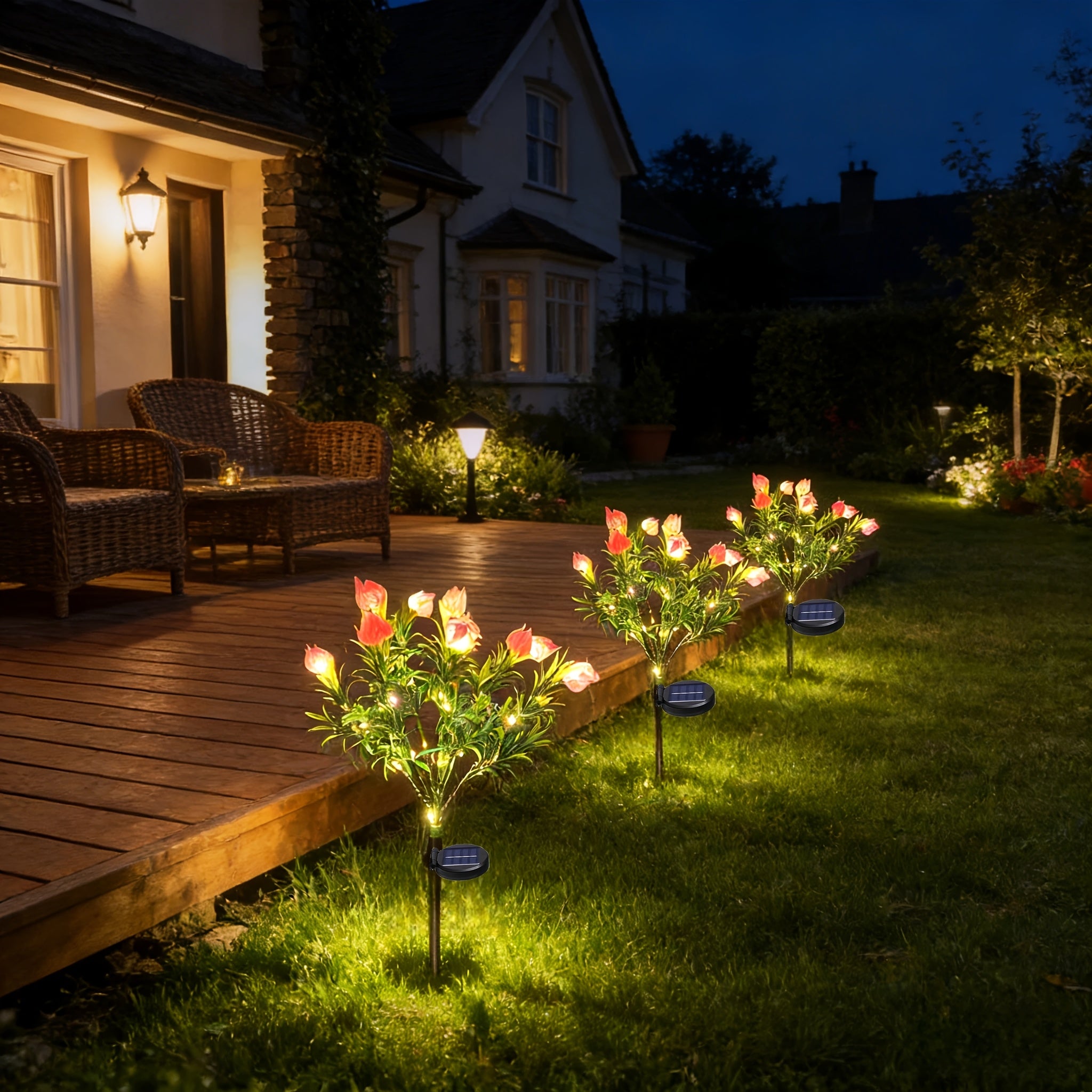 2026 Spring New Arrival! Solar 10-Head Colorful Light Gardenia Ground Insert Garden Light, Light Sensor, Automatic On/Off, Suitable for Garden, Path, Courtyard, Patio, Lawn, Valentine's Day Mother's Day