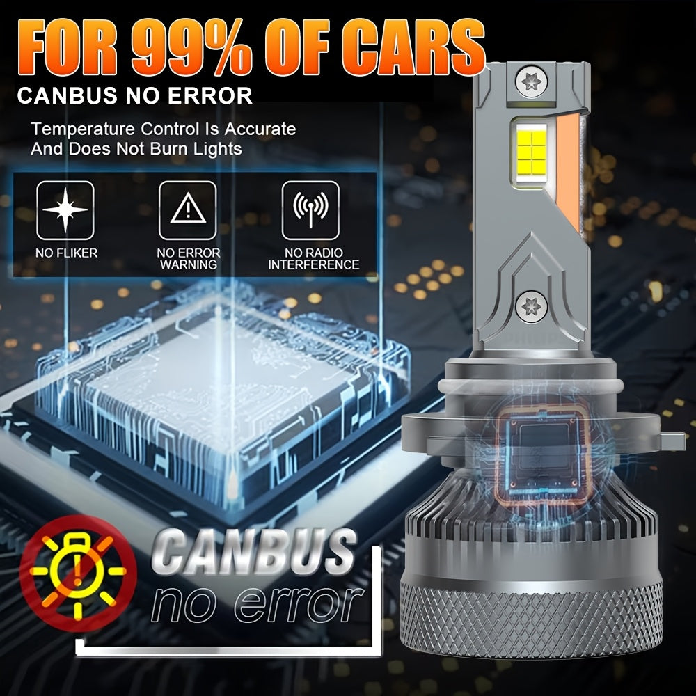 2pcs H1 H4/9003/HB2 H7/H18 H16/H11/H9/H8 9005/HB3 9006/HB4 9012/HIR2 LED 汽车大灯，800%高亮度 3570 CSP 芯片 240W 28400LM 远近光雾灯快速散热 即插即用，不含电池.O130