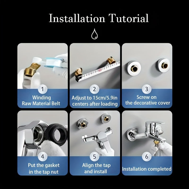 304 Stainless Steel 3-in-1 Wall Mount Shower Faucet - Dual-Function Thermostatic, Polished Chrome Finish, Cartridge Included, Easy DIY Install for Sink, Shower, Bathtub - Modern Aesthetic Design