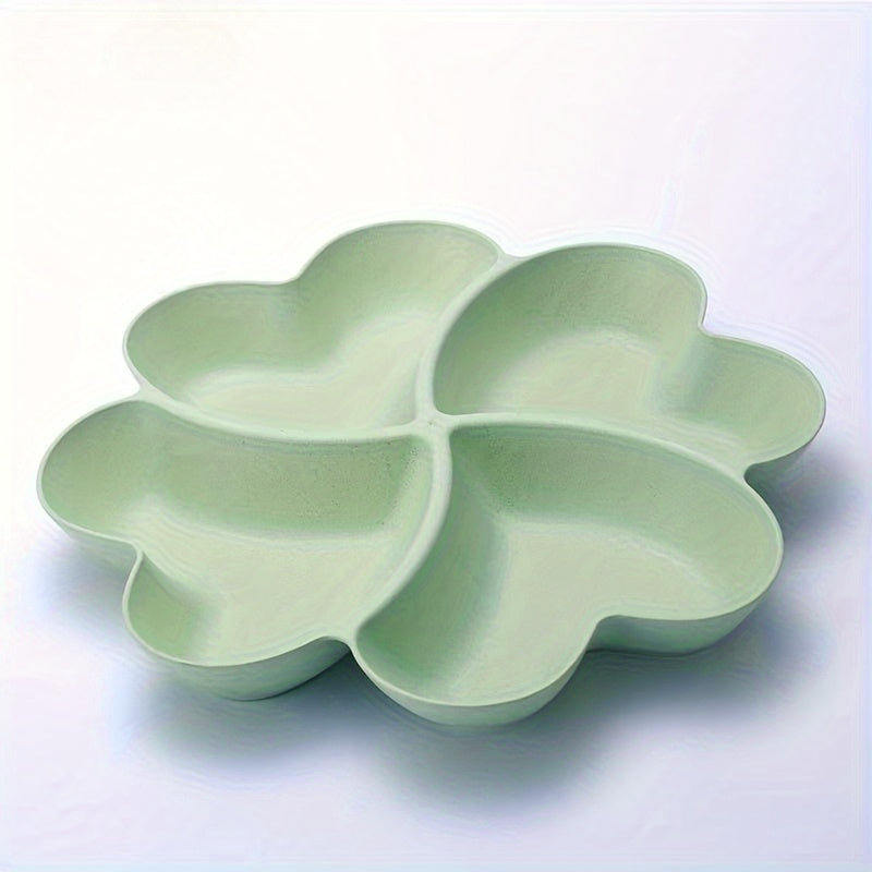 Heart-Shaped Divided Fruit Bowl, Reusable Tray for Nuts, Candy, Snacks & Desserts, 4 Compartments, Made of Durable Food-Safe Plastic, Elegant Serving Plate for Home, Parties, Weddings & Cafés