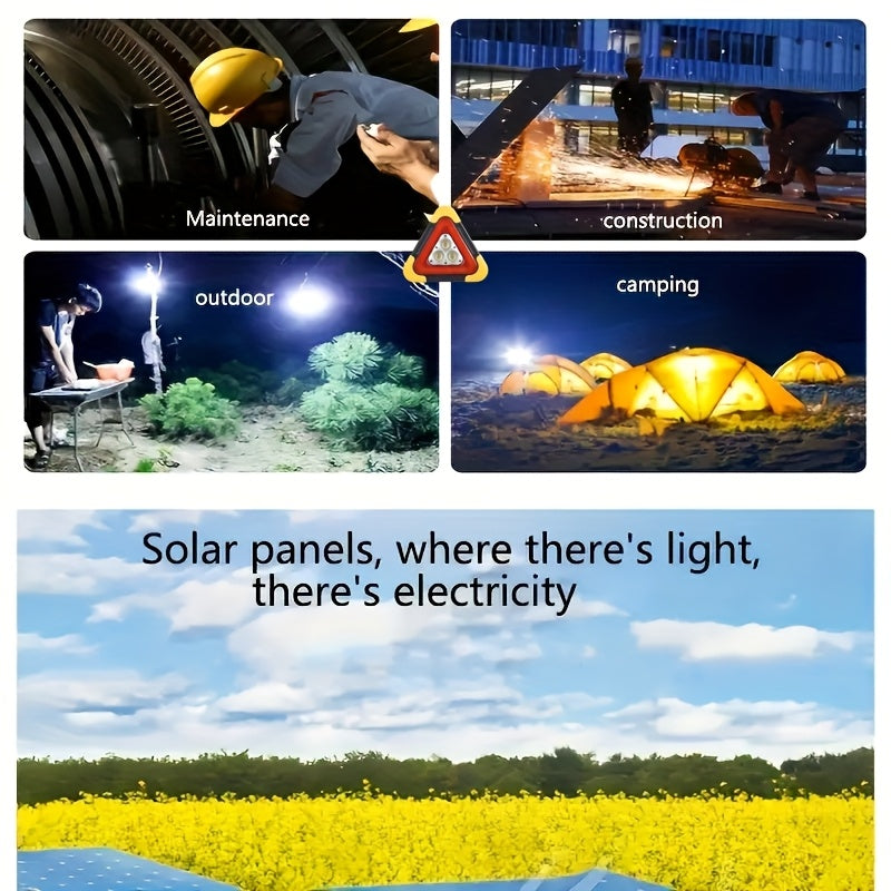 1-Pack Handheld Safety Warning Light, USB & Solar Rechargeable, Multi-Mode, for Home Decor, Basement Cleaning/Inspection, Garden Night Patrol, Roof Maintenance, Traffic Accidents, Long-Distance Travel Lighting (Built-in Battery) IP45