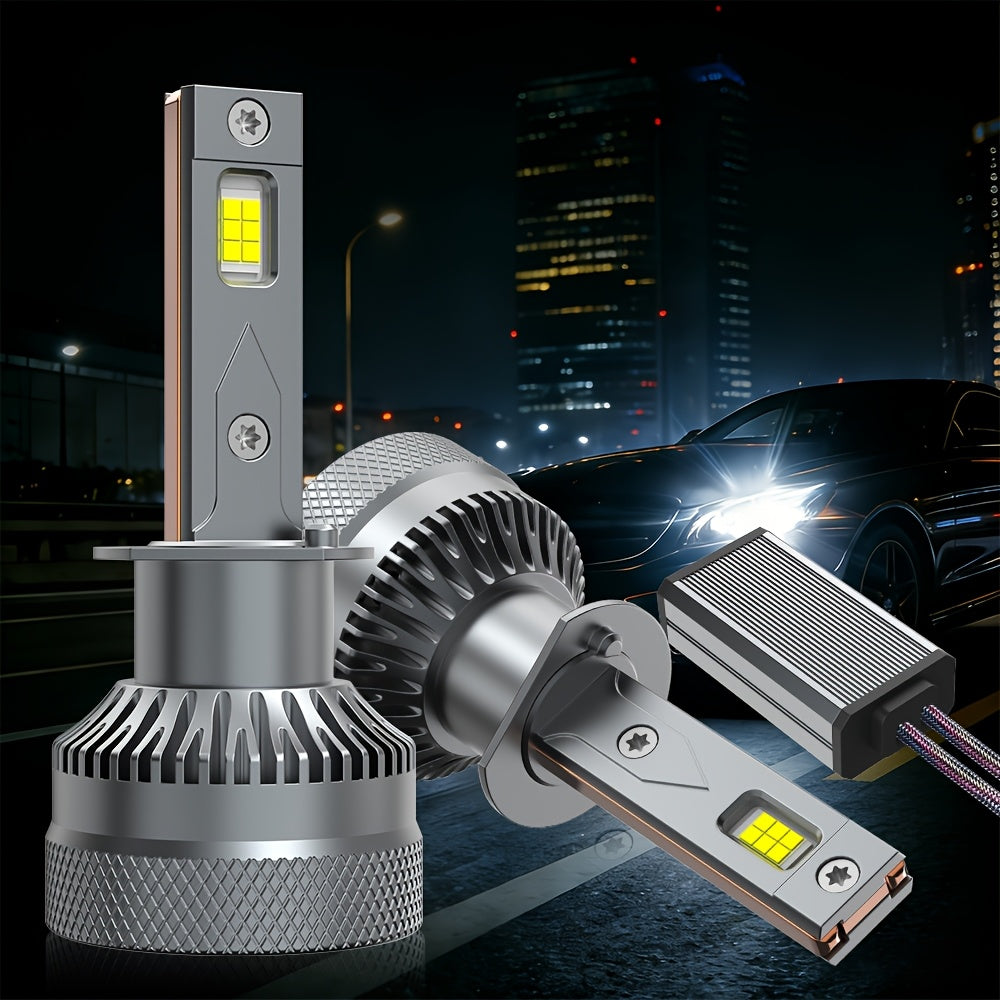 2-Pack LED Car Headlights, 12V-24V, Compatible with H11/H7/H4/H1, 9005/9006/9012 - 6500K Cool White Light, 43800 Lumens, High/Low Beam, Suitable for Various Environments, No Battery Needed, 6570 CSP Chip