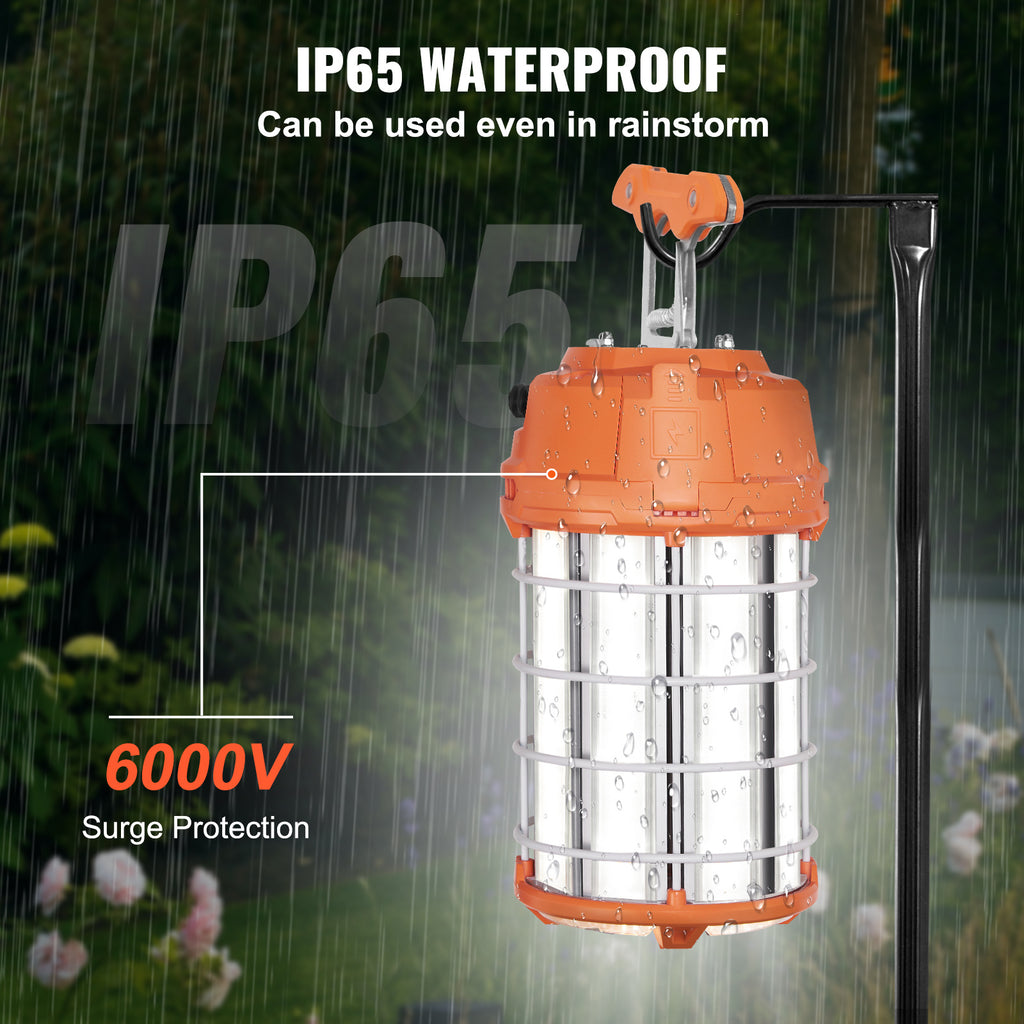 VEVOR LED Temporary Work Light, 150W, 20000lm Construction Light, 5000K Portable Ultra-Bright Waterproof Daisy Chain Up to 6 Lights, Hanging Job Site Light Indoor and Outdoor Lighting
