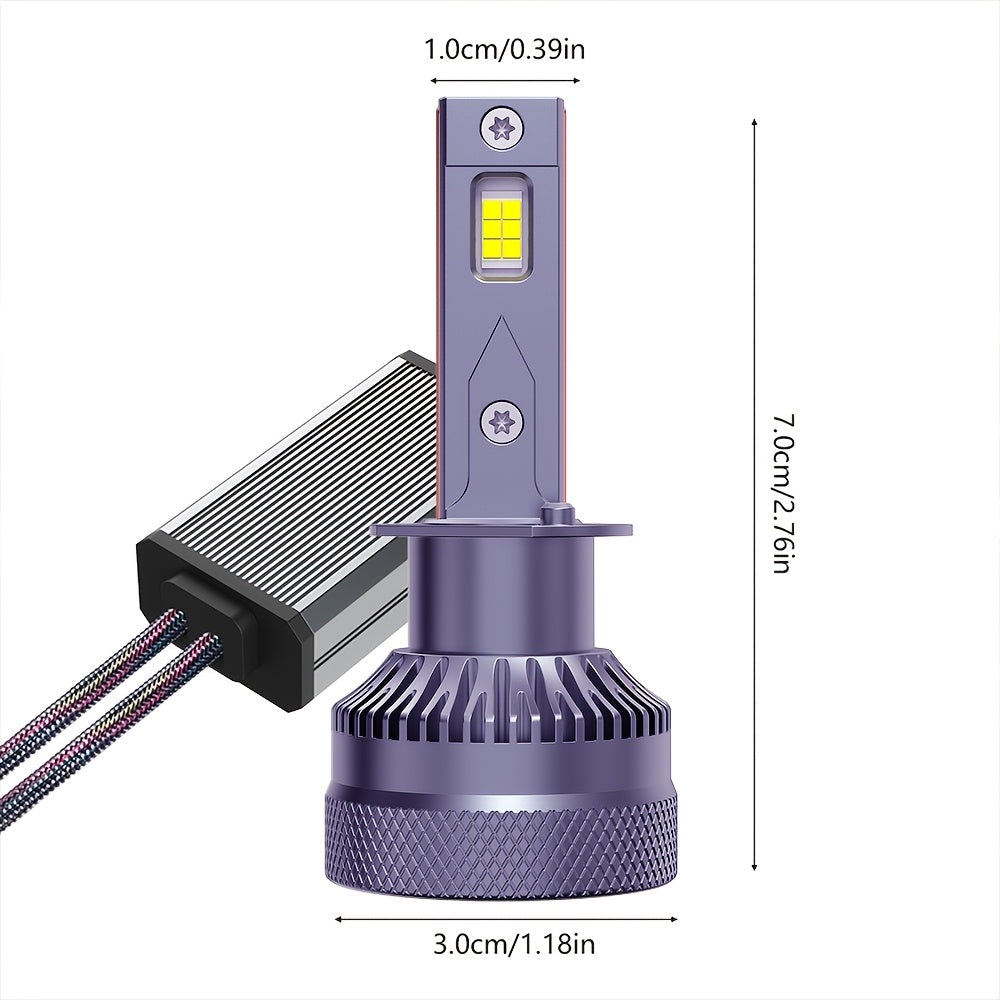 Automotive 2PCS LED Car Lights - H11/H7/H4/H1, 9012/9006/9005 - 40000LM, 250W High/Low Beam, 6500K Cool White Light, Spotlight, High-Performance Bulbs, 200% Brightness Increase, Plug-and-Play, No Battery Needed