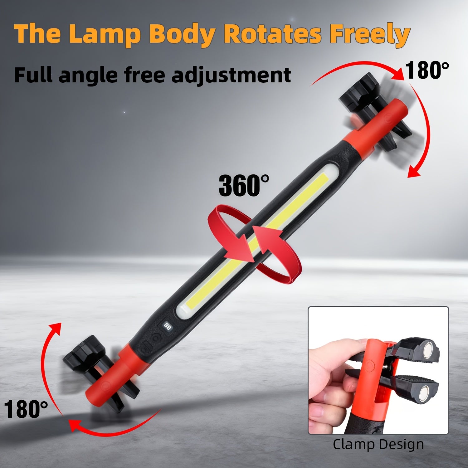 High Bright LED Work Light, 2000mAh Rechargeable Portable Flashlight, Magnetic & Hook Design Under Hood Work Light, Mechanic Light for Auto Repair Inspection Garage Workshop Emergency