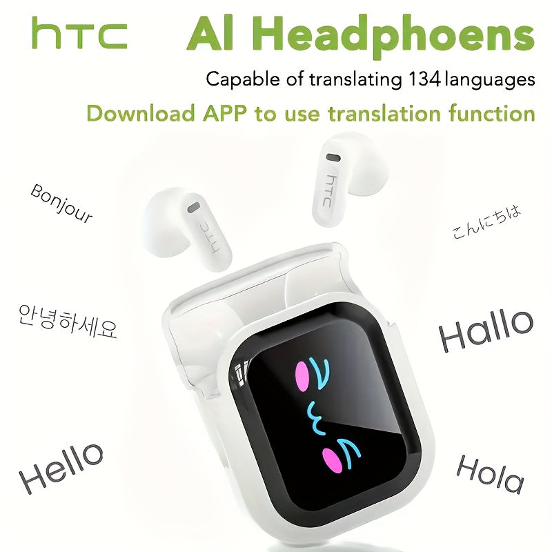 1个全新升级版 HTC NE20 TWS 真无线蓝牙耳机，支持131种语言翻译，高清LED显示屏和高保真无线耳机。 适合办公、运动、学习。 内置麦克风。 生日圣诞礼物