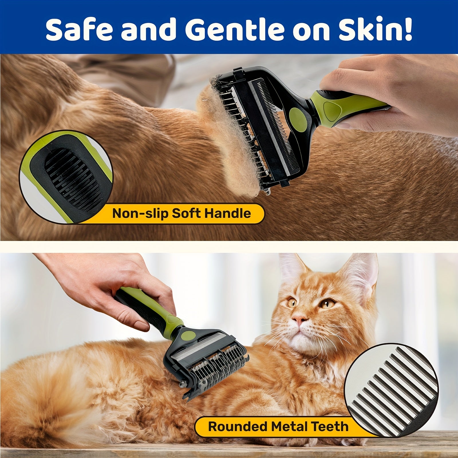三合一专业宠物梳耙（猫狗通用）——宠物护理工具，集除蚤、去结、双面解结梳于一体，既能保持宠物卫生，又能轻松清理打结缠毛。是复活节、感恩节、黑色星期五或圣诞节的理想赠礼