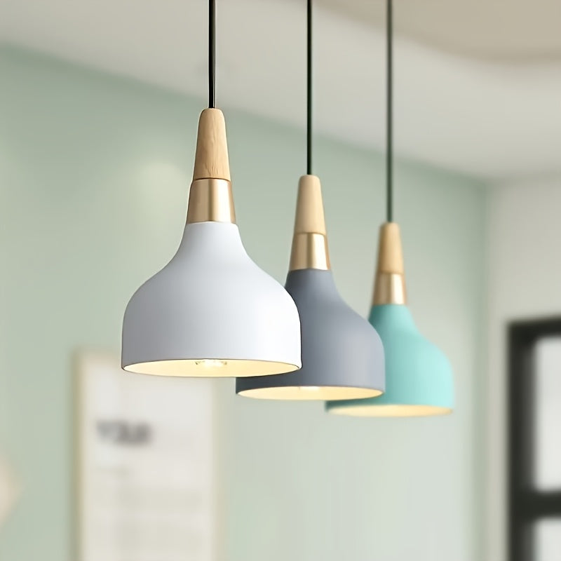 Modern minimalist design, detachable metal lampshade, hardwired rod, suitable for bedroom and dining room areas - includes mounting accessories, E26 base (bulb not included)