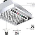 Built-In Range Hood with Voice/Gesture/Touch Control, 900 CFM Airflow, 4-Speed Exhaust Fan, Memory Mode, Adjustable Lighting, Convertible Ducted/Ductless Installation