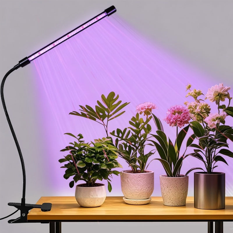 Full Spectrum Clip-On Plant Grow Light, Ideal for Indoor Plants, 4/8/12H Timer, 3 Light Modes Red/Blue/Mixed, 10 Dimmable Levels, Indoor Plant Lighting