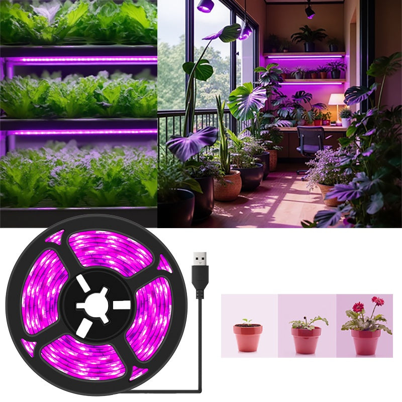 118.11 Inch LED Plant Light Strip, USB Smart Grow Light Strip, 5V 2835 Full Spectrum Grow Lamp, Supplemental Light for Vegetables, Flowers & Succulents, USB Powered, Easy to Use, Boost Plant Photosynthesis