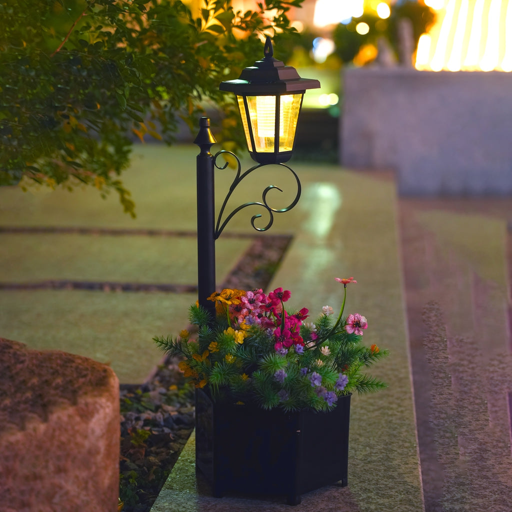 2pcs Solar Flower Pot Light, Outdoor Doorway Decorative Welcome Light, Garden Lighting Decorative Light Garden Small Street Light Landscape Light Indoor Decorative Light, Bottom Flower Pot Can Grow Flowers