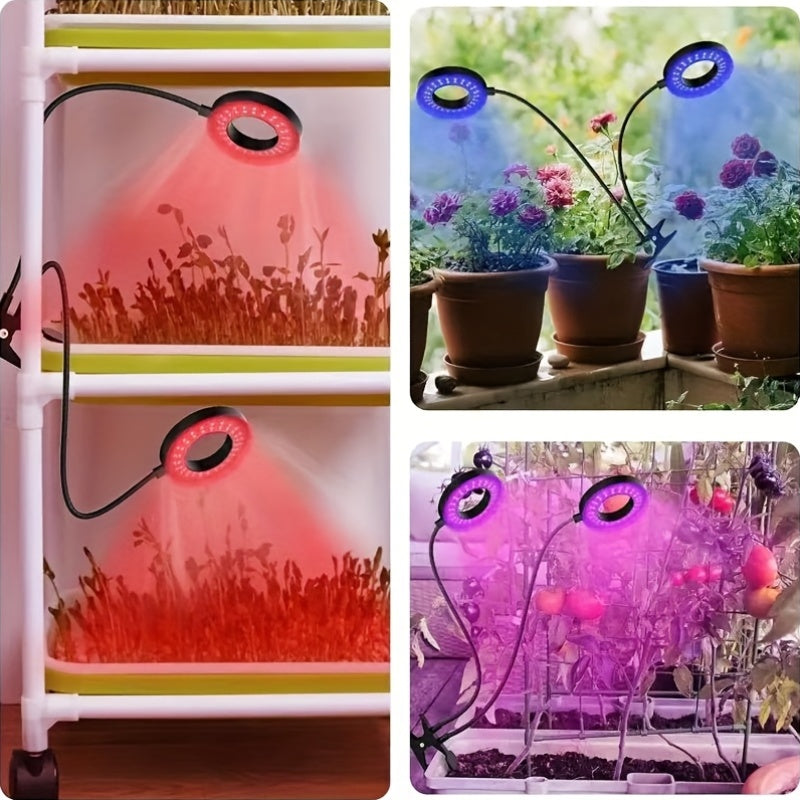 Full Spectrum Potted Plant Light, Red & Blue LED Grow Light, Clip-on Plant Strip with Dimmable & Timer Function, Ideal for Succulents & Garden Potted Plant Supplement Lighting