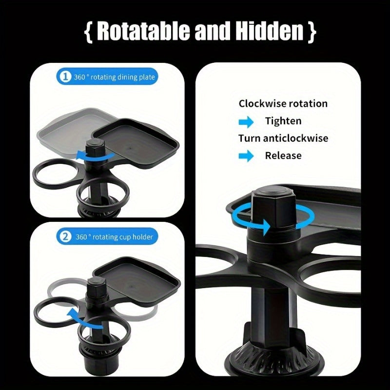 Multifunctional 3-in-1 Car Cup Holder, ABS Material, Sturdy Expandable Base, Essential Travel Gear for Drinks and Snacks
