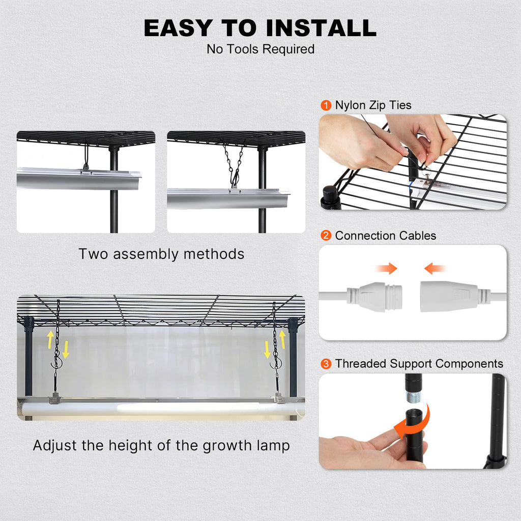 VEVOR Plant Stand with Grow Light, 6-Tier 180cm 120cm / 180cm 90cm 59.1"/70.9" Indoor Plant Grow Rack