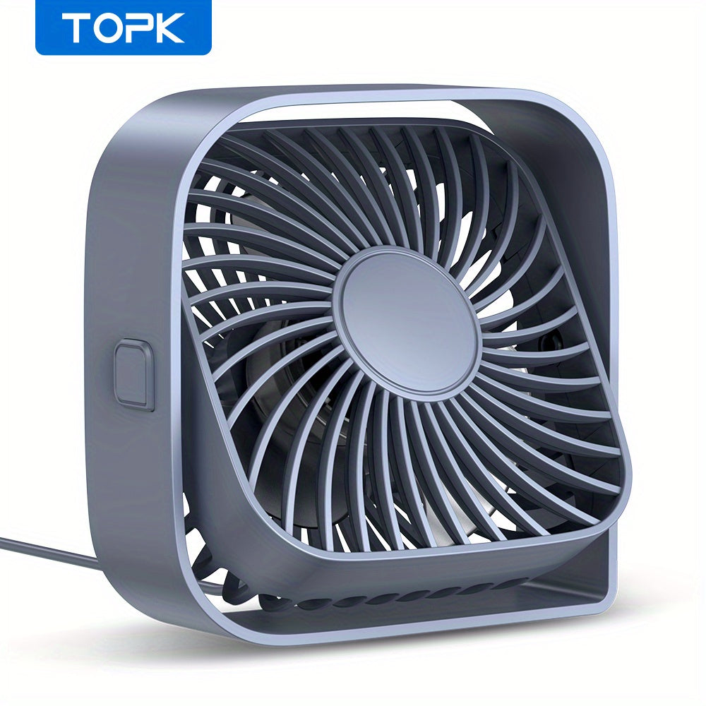 TOPK Personal Desktop Fan, 3-Speed 4-Inch Small USB Portable Fan, USB Plug-In Mini Cooling Fan, 360° Rotatable Quiet Desktop Fan, Ideal for Home Office Bedroom Dorm Indoor Outdoor Summer Gifts