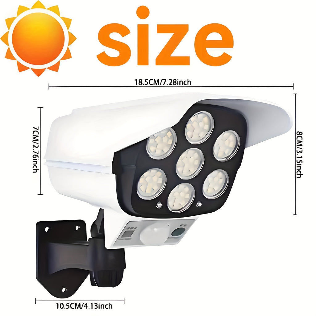A Solar-Powered Motion Sensor Light with Remote Control And Adjustable Brightness, Featuring 77 LED Floodlights, Human Detection Lighting, And a Simulated Camera for Outdoor Porch And Garden Security Lighting, Energy-Efficient And Easy to Install