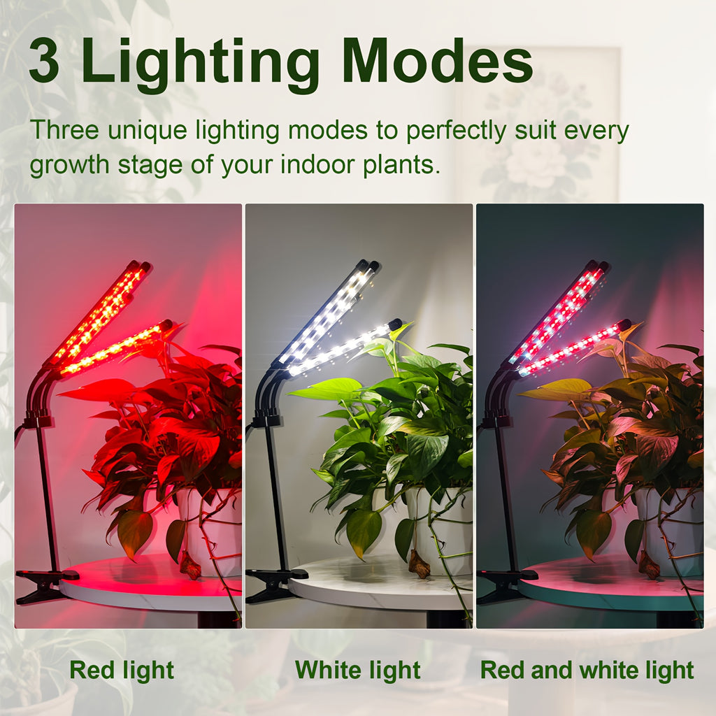 4-Head LED Indoor Plant Grow Light, Timing Design, Multifunctional Adjustable Lighting for Indoor Plants, 3 Modes Switch, Promotes Healthy Plant Growth, Suitable for Greenhouse, Nursery, Home Gardening and Garden, Local Warehouse Shipping