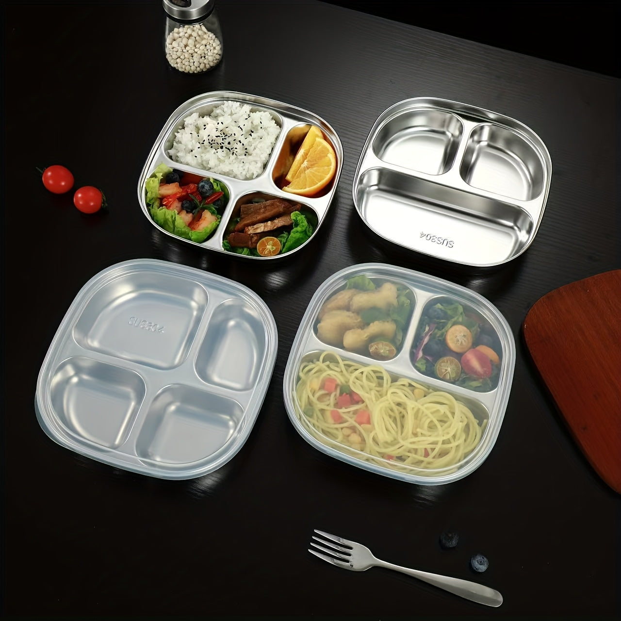 Stainless Steel Plate with Lid, Ideal for Restaurant, Kitchen, Canteen, Corporate Meals & Holiday Party Prep Plates