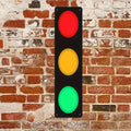 2D Flat Vintage Traffic Light Wall Decor, Red Yellow Green Signal Light, No Wiring Required, Heavy Duty Metal Structure Indoor Outdoor Decoration, Traffic Sign Ornament for Home Office Cafe Party, Halloween Christmas Festival Decor
