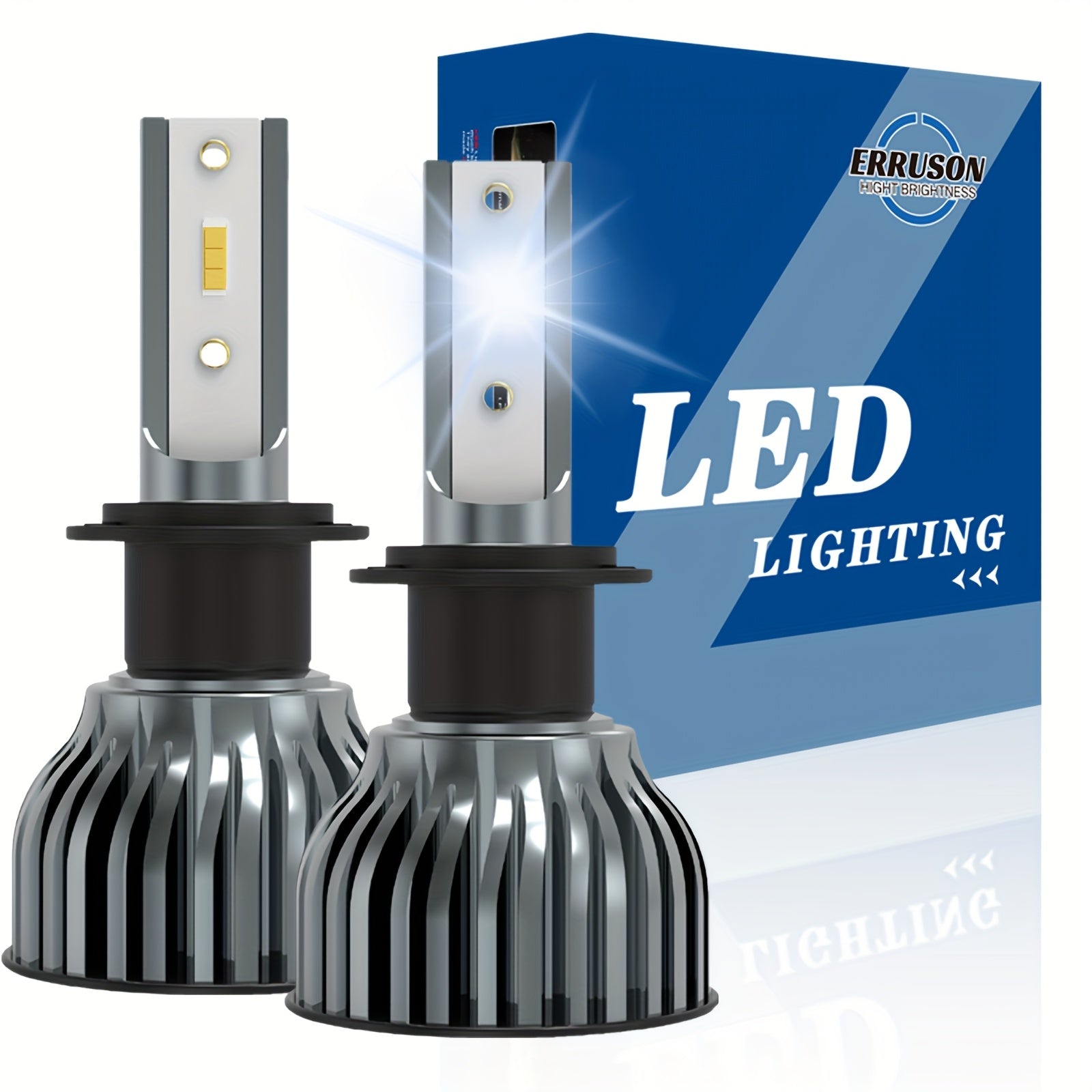Erruson 2-Pack Dazzling Car Bulbs 9005/HB3 9006/HB4 H11 H4 H7 H1 High/Low Beam Dual-Use Turbo Light, 30000 Lumens 300W 3000K/4300K/6000K/8000K/25000K Car Light, 700% Brightness