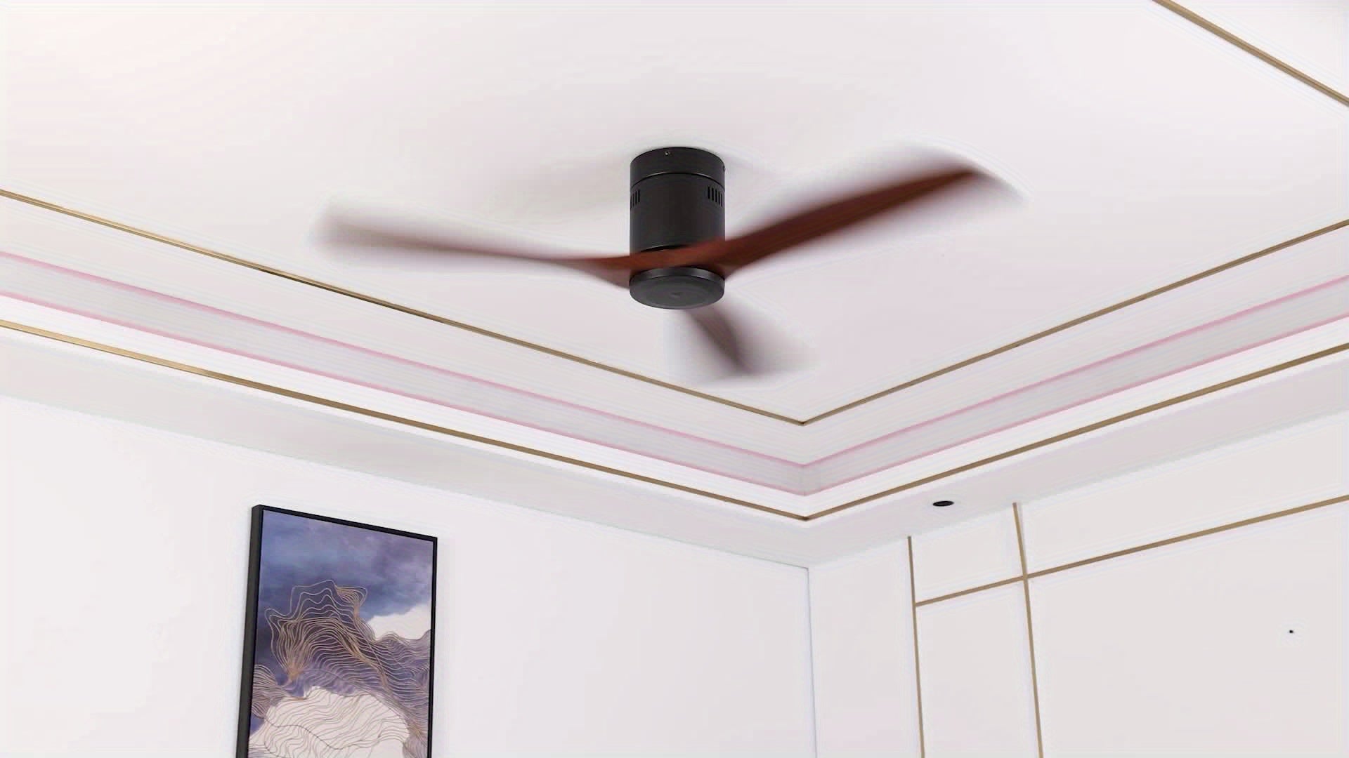 Sofucor 1pc 52" Flush Mount Ceiling Fan, Low Profile Ceiling Fan with Remote Control, Outdoor Ceiling Fan with 3 Double-Sided Walnut Blades, Noiseless DC Motor