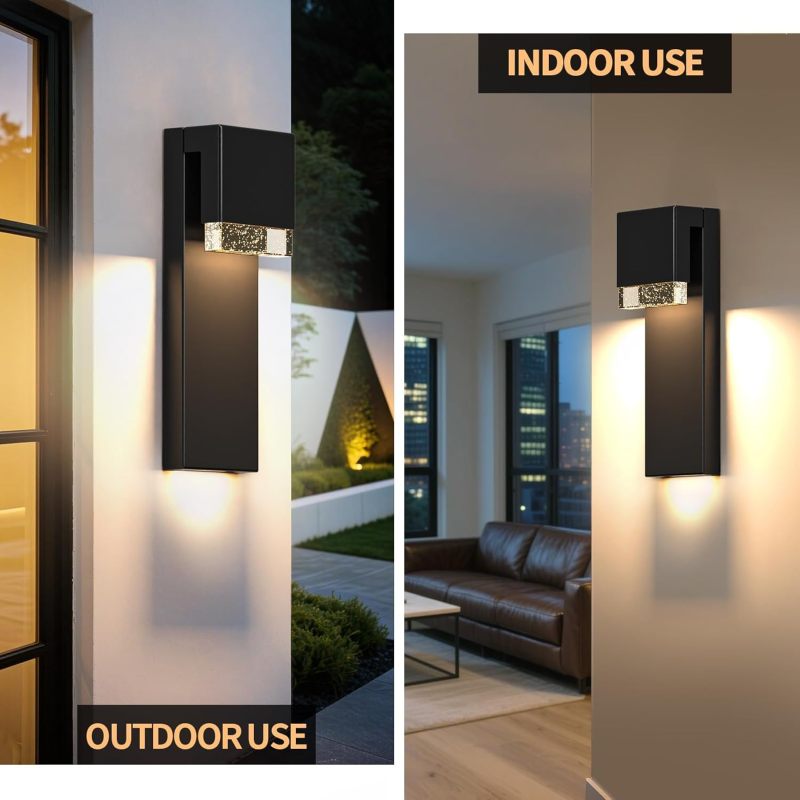 Single-Pack Modern Outdoor Wall Light with Crystal Bubble Glass Shade - Rust-Proof Housing and Semi-Flush Mount Installation, Suitable for House, Porch, Garage, Courtyard / Outdoor Lighting Fixture (Bulb Not Included)