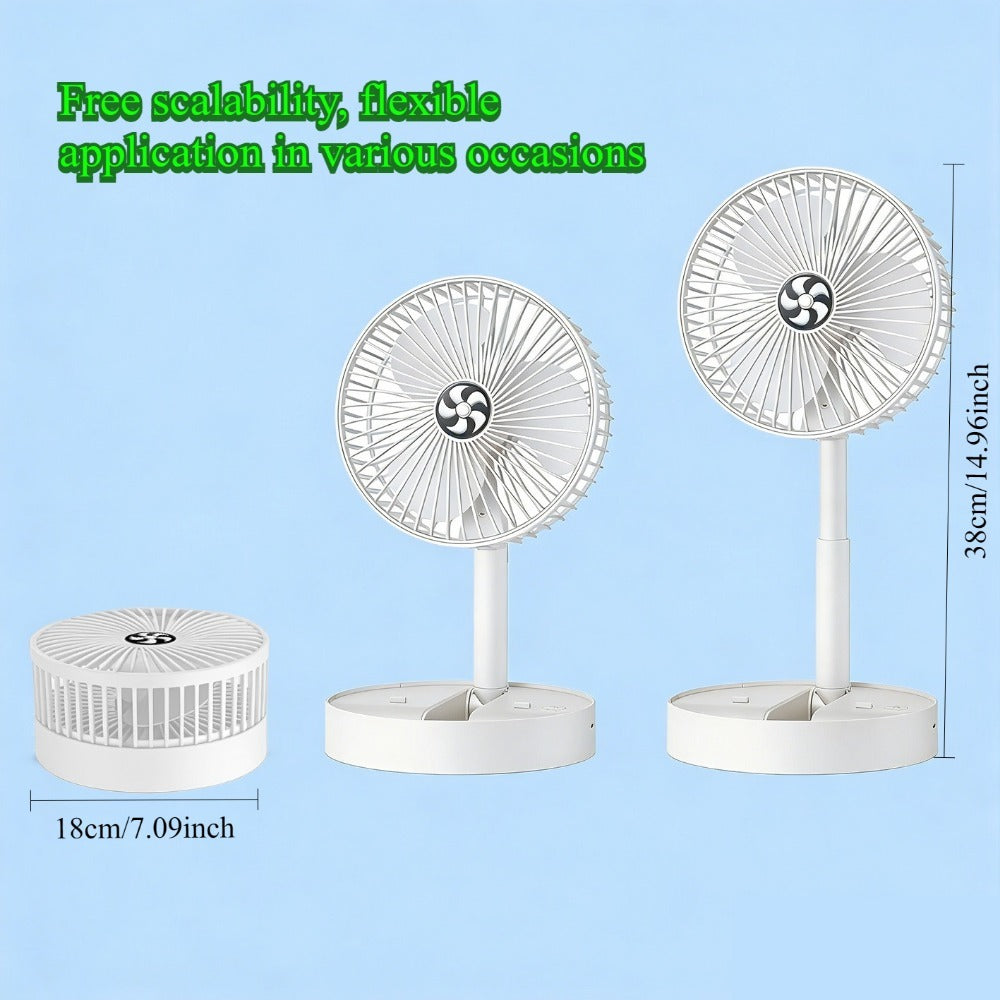 3-Speed Adjustable Foldable Silent USB Charging Wireless Desktop Fan, Portable Air Circulation Fan with 1200mAh Large Capacity Long Lasting Battery, Perfect for Kitchen Camping Dormitory Office