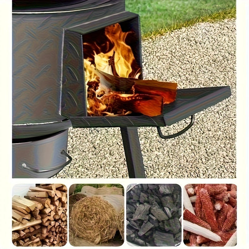 A New Type of Stove, Featuring a Thick Patterned Metal Surface & Extra-Thick Heat-Resistant Wood Base, Perfect for Outdoor Camping. With a Large Cooking Area
