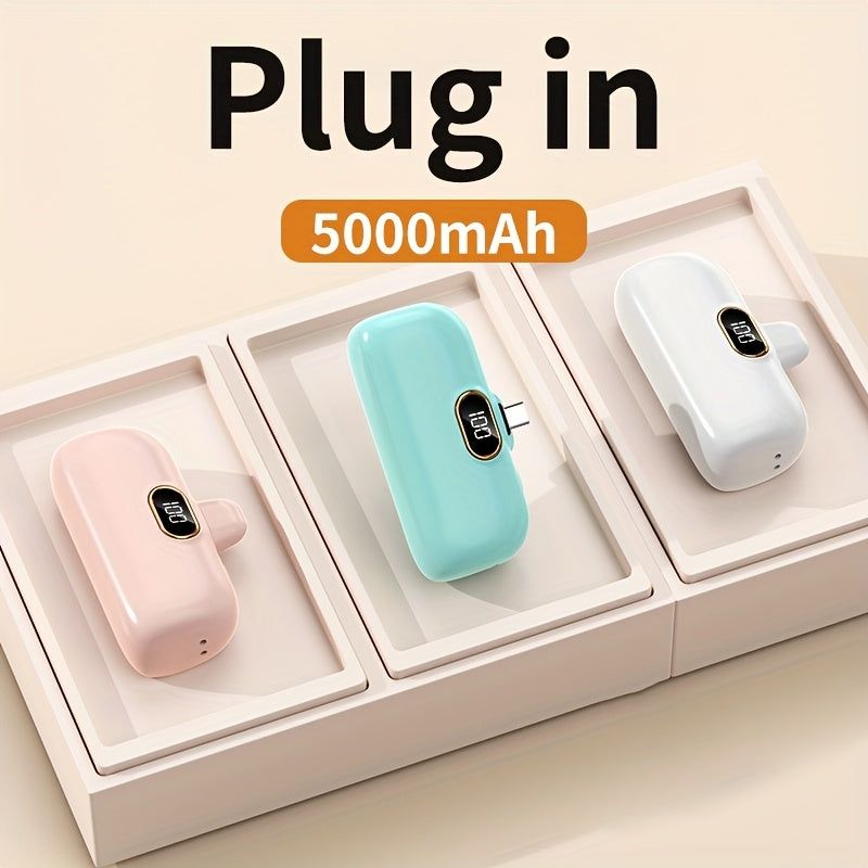 BYGP 5000Mah Portable Power Bank, a Compact Emergency Charging Solution, USB Backup Battery for Mobile Phones Featuring an LED Digital Display And Type-C Compatibility, Ideal for Iphones, Perfect As a Gift
