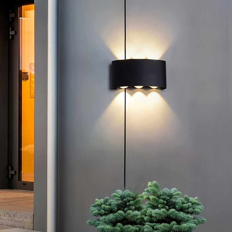 2 Pack LED Outdoor Wall Light Modern Aluminum Wall Lamp Up Down Light, Black Outdoor Fixture for Porch Garden Decoration (Warm/White Light)