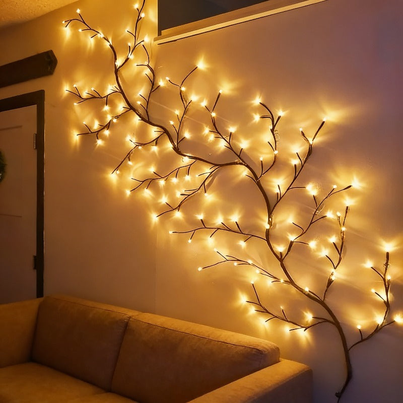 72-LED Wicker Large Branch Decorative String Lights, Warm White, LED Branch Lights, USB Powered, Adds an Elegant Ambiance to Your Walls, Suitable for Bedroom, Living Room, Walls, Parties, Festivals, Valentine's Day, Weddings, Mother's Day and Other
