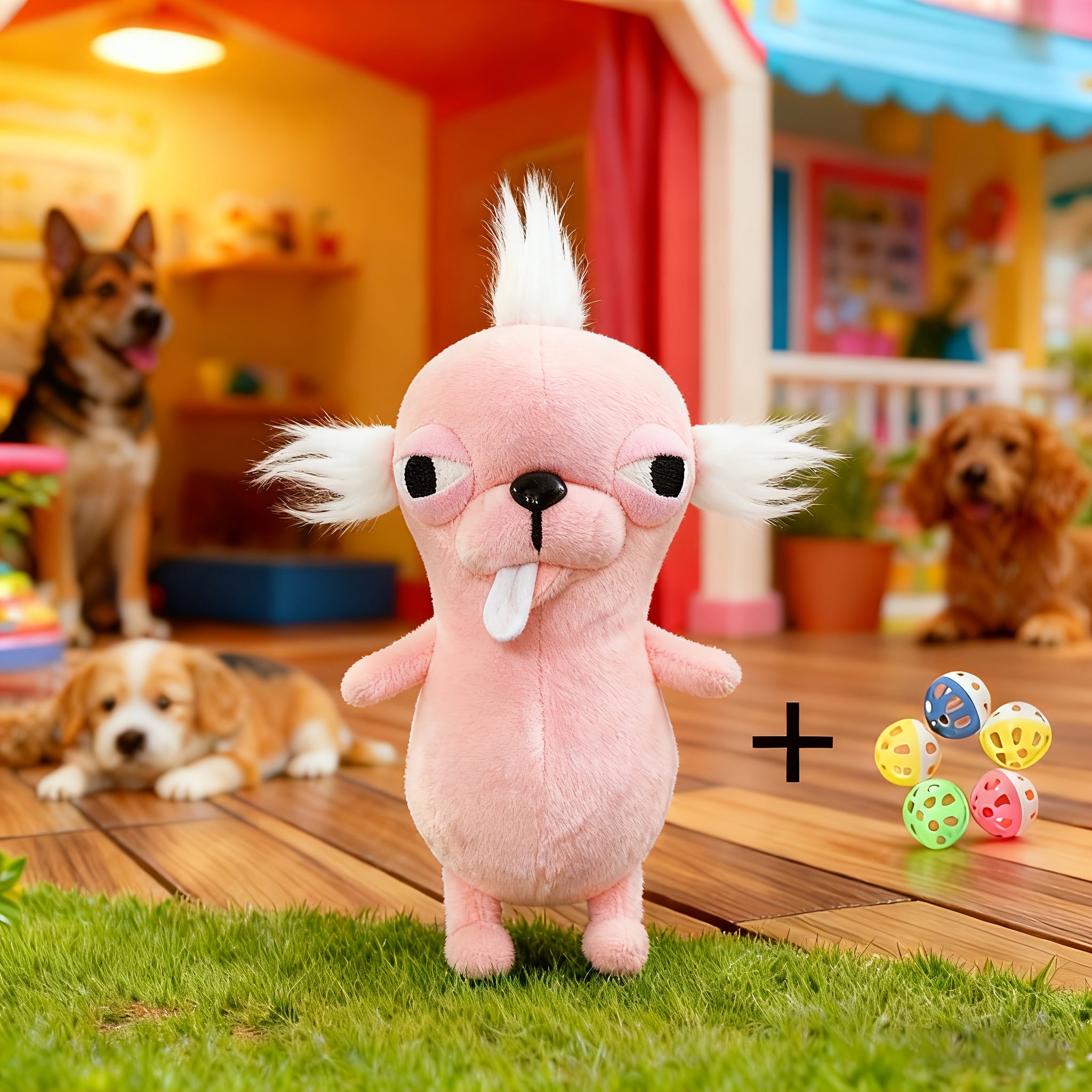 狗狗啃咬毛绒玩具 - Chihuahua设计，柔软蓬松，带大眼睛和蓬松的耳朵，适合所有品种的可爱狗狗，耐用的填充动物，送给爱狗人的礼物，狗狗毛绒玩具，舒适的宠物配件，俏皮的设计，高级毛绒材料，送给狗狗的圣诞礼物