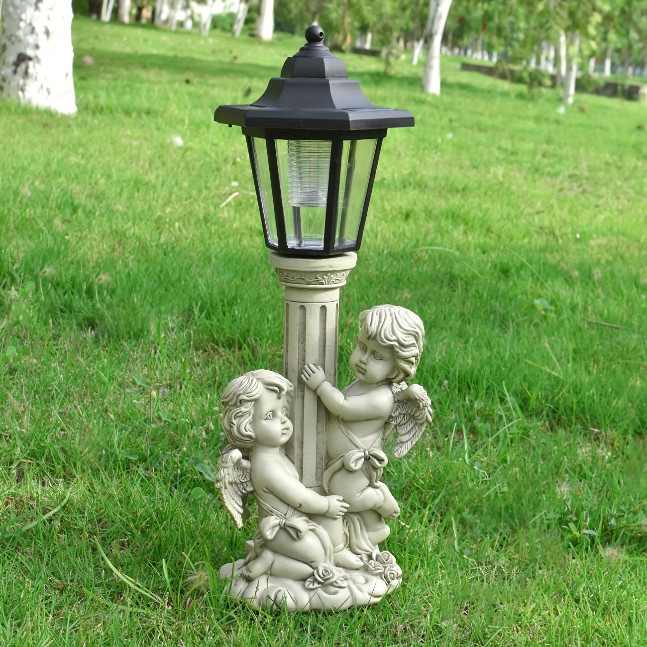 Resin Classical Figure Solar Outdoor Light Statue Ornament, Creative Resin Sculpture, Christmas Home Decoration, Path Corridor Ambient Light, Garden Courtyard Villa Warm Night Light, Unique Birthday/Holiday Gift