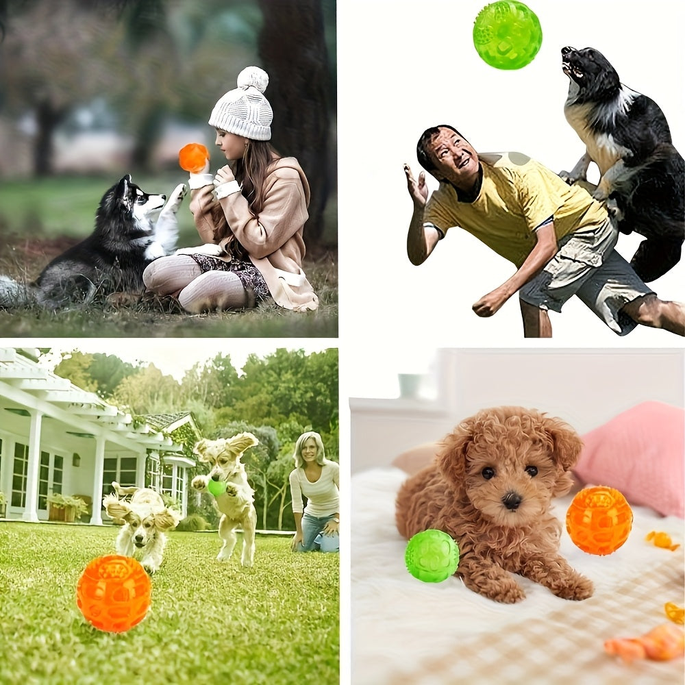 三个吱吱响狗球 - 适合小型至大型犬的耐用橡胶咀嚼玩具，完美适用于游戏和训练