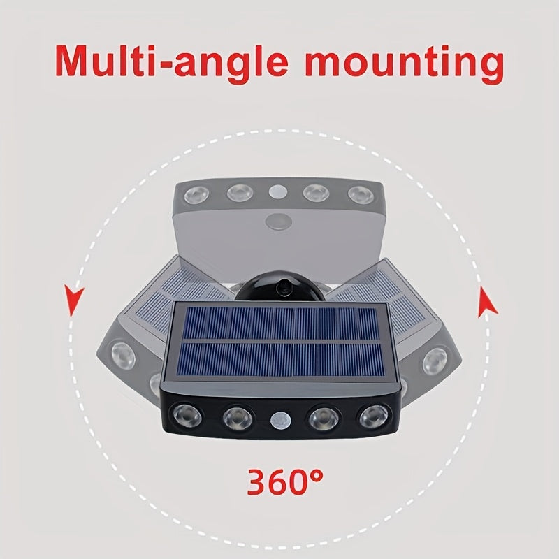 Solar Security 4 LED Light Outdoor Decorative Sensor Motion 3 Lighting Modes Street Light Built-in 18650 Lithium Battery Wall Night Working Light IP44 Solar Daylight Garden Light Super Bright Solar Security Light Garden Courtyard