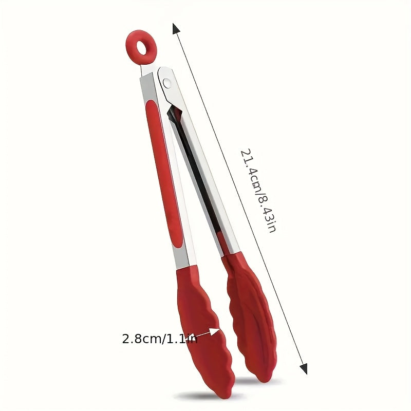 1PC Stainless Steel Food Tongs with Nylon Grip, 7 Inch Mini Heat Resistant Non-slip BBQ Tongs, Lockable Design Strong Grip, Ideal for Kitchen Cooking Outdoor BBQ Camping, Perfect Holiday Gift for Christmas Halloween Easter Thanksgiving Valentine's Day