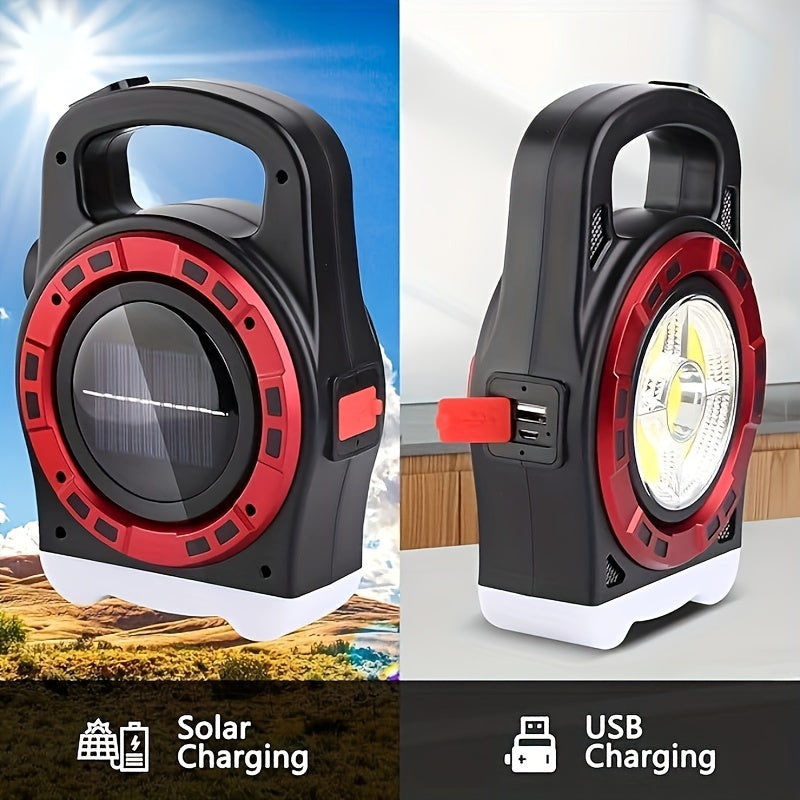 1Pc Multifunctional Outdoor Solar Handheld Light, Super Large COB Side Light, Camping Gear, Multiple Lighting Modes, Suitable for Adventure, Highway Emergency, Power Outage & Reading