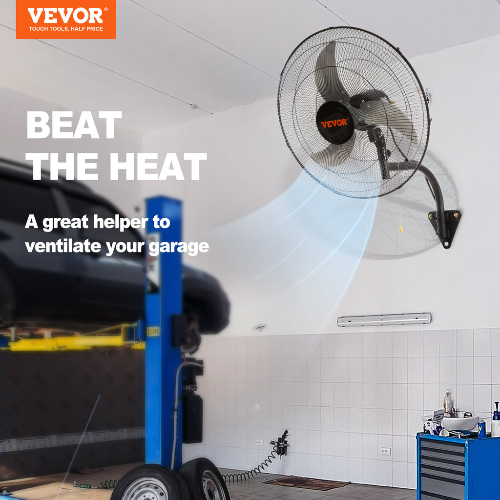 VEVOR Wall Mount Fan, 1/2 Pack, 18 Inch Oscillating, 3 Speed Settings, Max 4000 CFM, Industrial Indoor Fan, Ideal for Commercial, Residential, Warehouse, Greenhouse, Workshop, Basement, Garage, Black