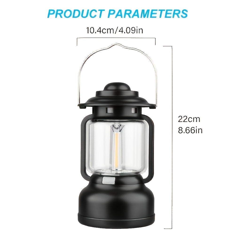 Rechargeable Vintage LED Camping Lantern, 7 Lighting Modes, Portable Outdoor Tent Light Flashlight, Emergency Lighting, Multi-use for Camping Hiking Travel Home
